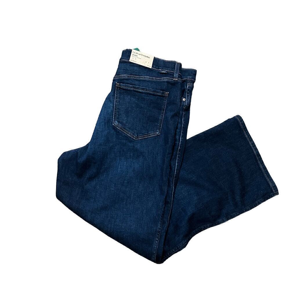 L.L. Bean high rise wide leg jeans dark wash indigo blue plus size 18 women NWT